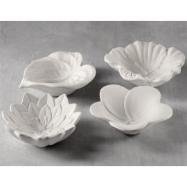 Ceramic Bisque Assorted Flower Dishes (Set of 4) - Case of 24 Ceramic Bisque Assorted Flower Dishes (Set of 4) - Case of 24